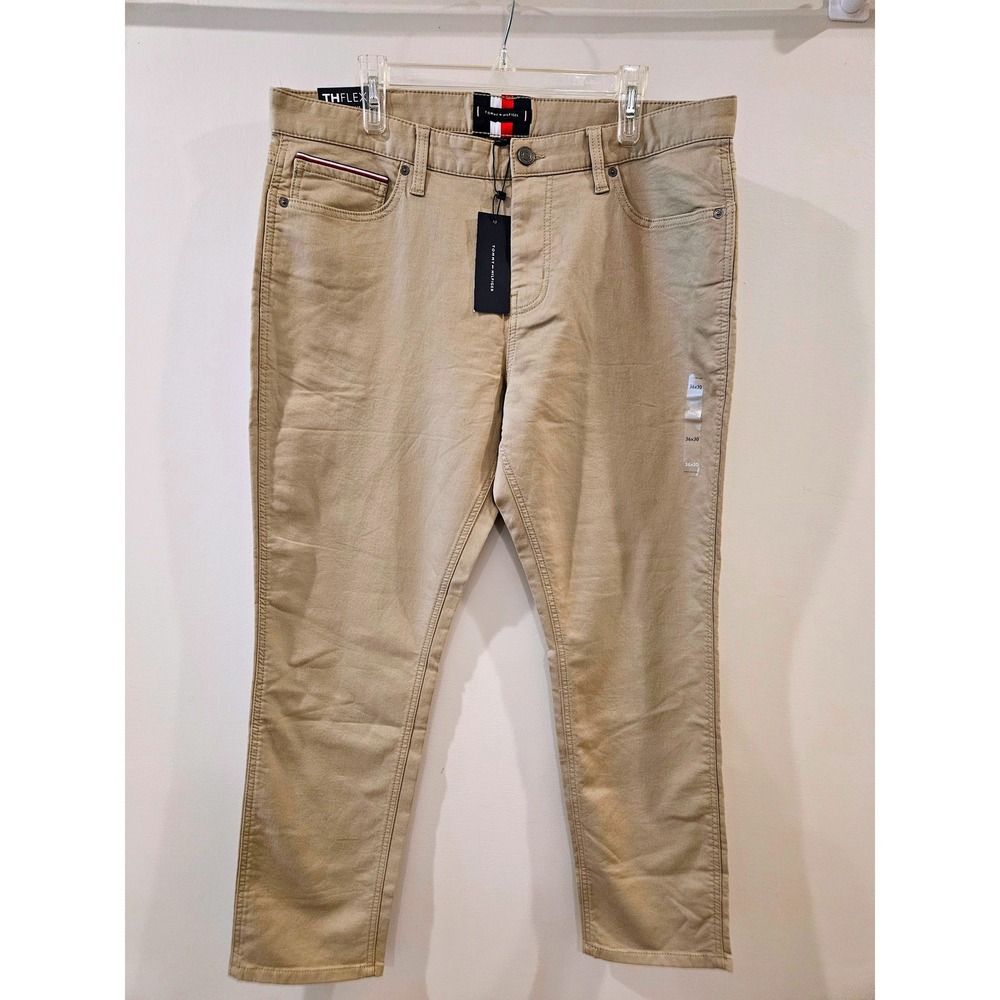 Tommy‎ Hilfiger TH Flex Khaki Chino Pants Tan Straight Mens 36x30